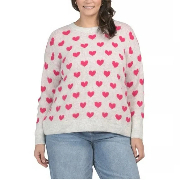 CeCe Beige and Pink Heart Sweater - Picture 5 of 5